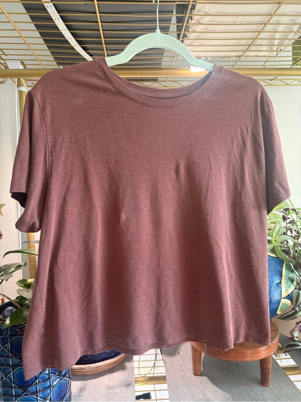 Girlfriend Collective Cotton Cupro short sleeve shirt in mauve “cocoon” color